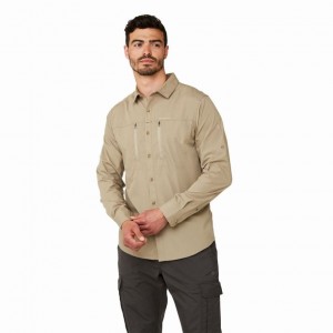 Koszule Męskie Craghoppers Kiwi Boulder Long Sleeve Khaki | PL DCXBJ57