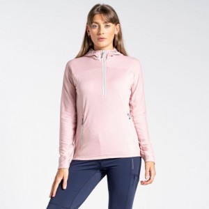 Koszulki Damskie Craghoppers Dynamic Zakapturzony Half Zip Różowe | PL VCUGW79