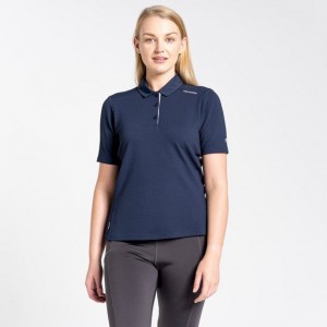 Koszulki Damskie Craghoppers NosiLife Krótkie Sleeve Polo Granatowe | PL QTBRW85