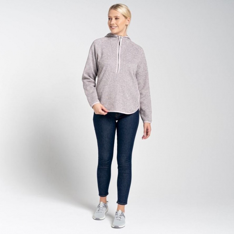 Bluzy Z Kapturem Damskie Craghoppers Elena Half Zip Różowe | PL RTEGN72