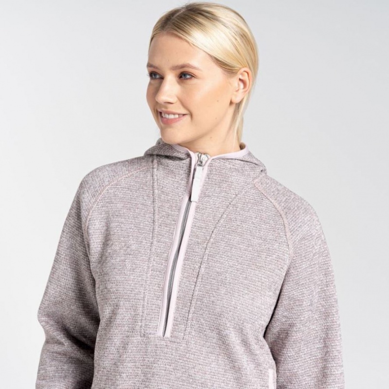 Bluzy Z Kapturem Damskie Craghoppers Elena Half Zip Różowe | PL RTEGN72