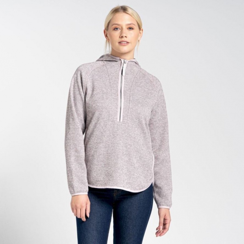 Bluzy Z Kapturem Damskie Craghoppers Elena Half Zip Różowe | PL RTEGN72