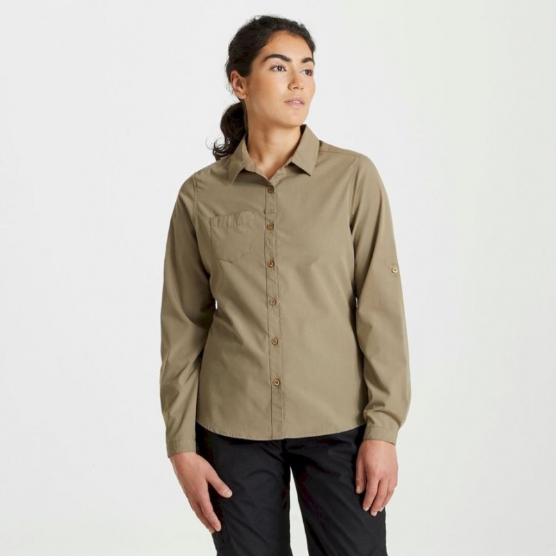 Koszule Damskie Craghoppers Expert Kiwi Long Sleeve Khaki | PL HIWQD60