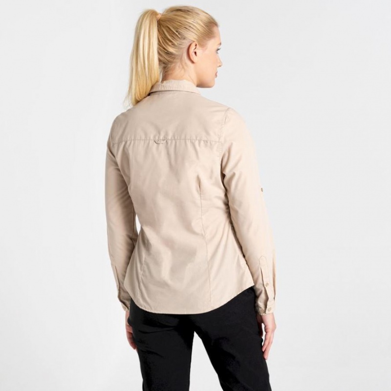 Koszule Damskie Craghoppers Kiwi II Long Sleeve Khaki | PL ZNPDX70