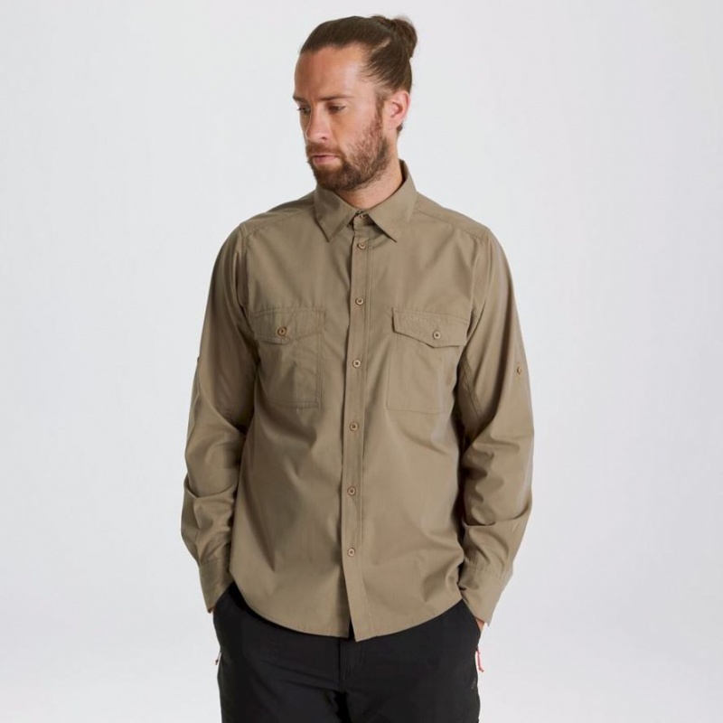 Koszule Męskie Craghoppers Kiwi Long Sleeve Khaki | PL KZSUQ02