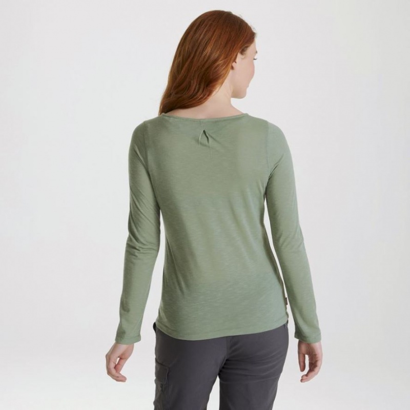 Koszulki Damskie Craghoppers NosiLife Erin Long Sleeve Oliwkowe | PL WOLNZ47