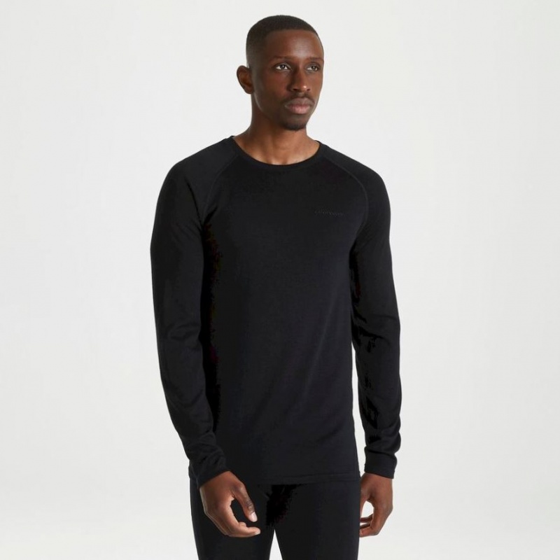 Koszulki Męskie Craghoppers Merino Crew Neck Long Sleeve Baselayer II Czarne | PL DXPQR23