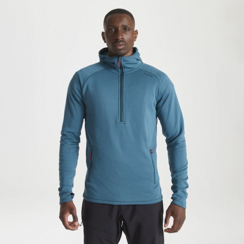 Swetry Z Polaru Męskie Craghoppers Dynamic Zakapturzony Half Zip Zimowe Niebieskie | PL NTHXJ17